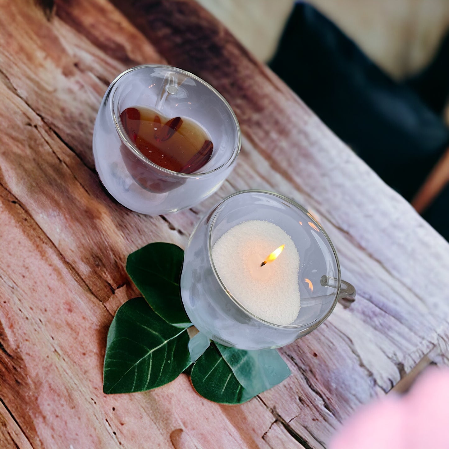 Glass Double Wall Heart Shaped Cup