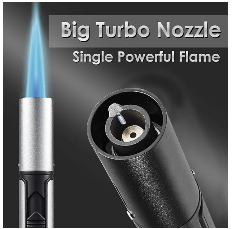 Butane Torch Lighters, 6-inch Refillable Pen Lighter Adjustable Jet Flame  (Gas Not Included)